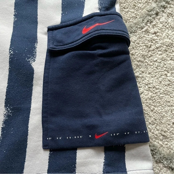 Nike club shorts white blue navy stripe stretchy waist XL - Picture 3 of 9